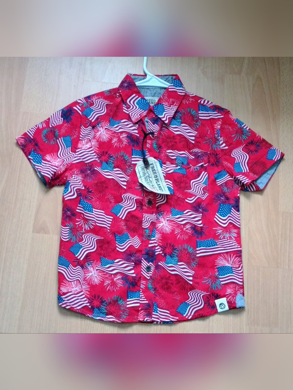 Free Planet Youth Button Down Flag Shirt 6Y